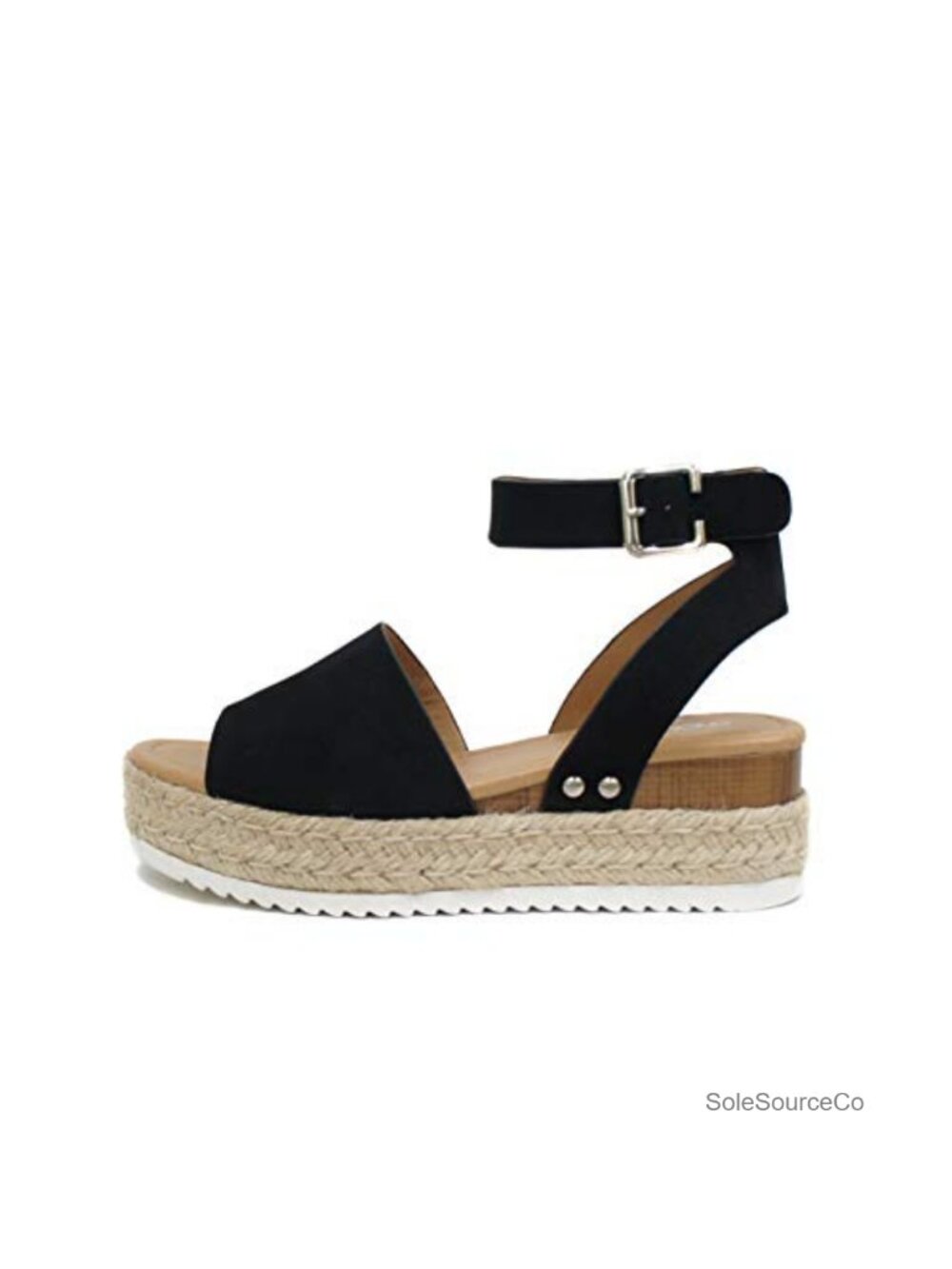 Soda Open Toe Ankle Strap Espadrilles Flatform Wedge Sandals Faux Leather